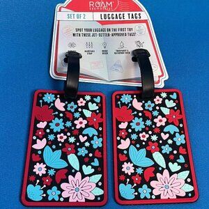 FLORAL FLOWERS SET OF 2 EASY TO SEE UNIQUE LUGGAGE / BAG TAGS TRAVEL / TRAVELING